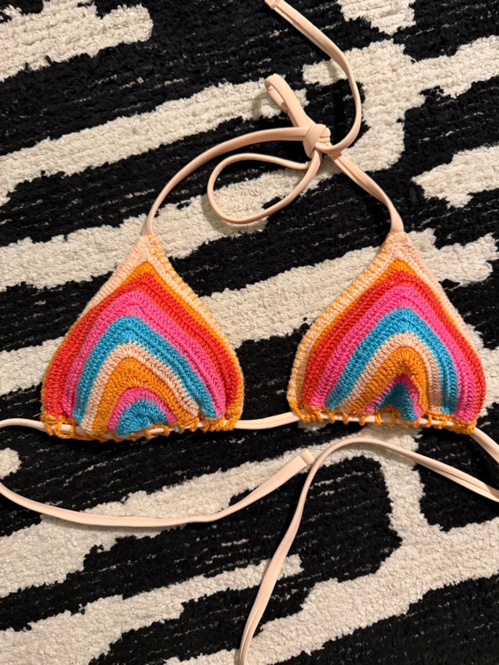 Rainbow crochet bikini top